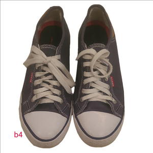 Levi's Blue and White Sneakers with Canvas Upper